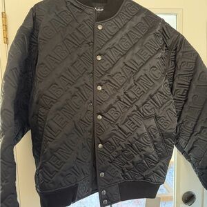Balenciaga Black Embossed Bomber Jacket